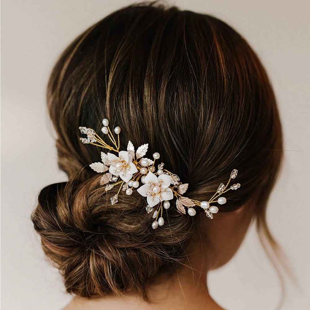 Gold Bridal Floral Hair Pin